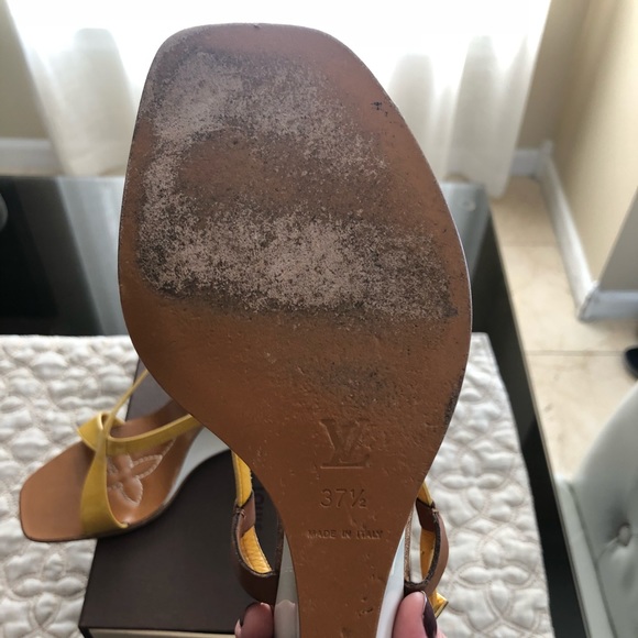 Authentic Louis Vuitton Yellow Crossed Heels - Picture 4 of 5